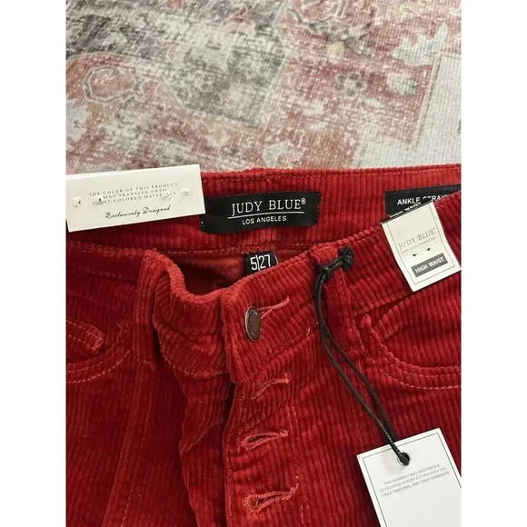 Judy Blue Ankle Straight Corduroy High Waist Pants Womens Size 27 Rust Red NWT - Picture 4 of 13